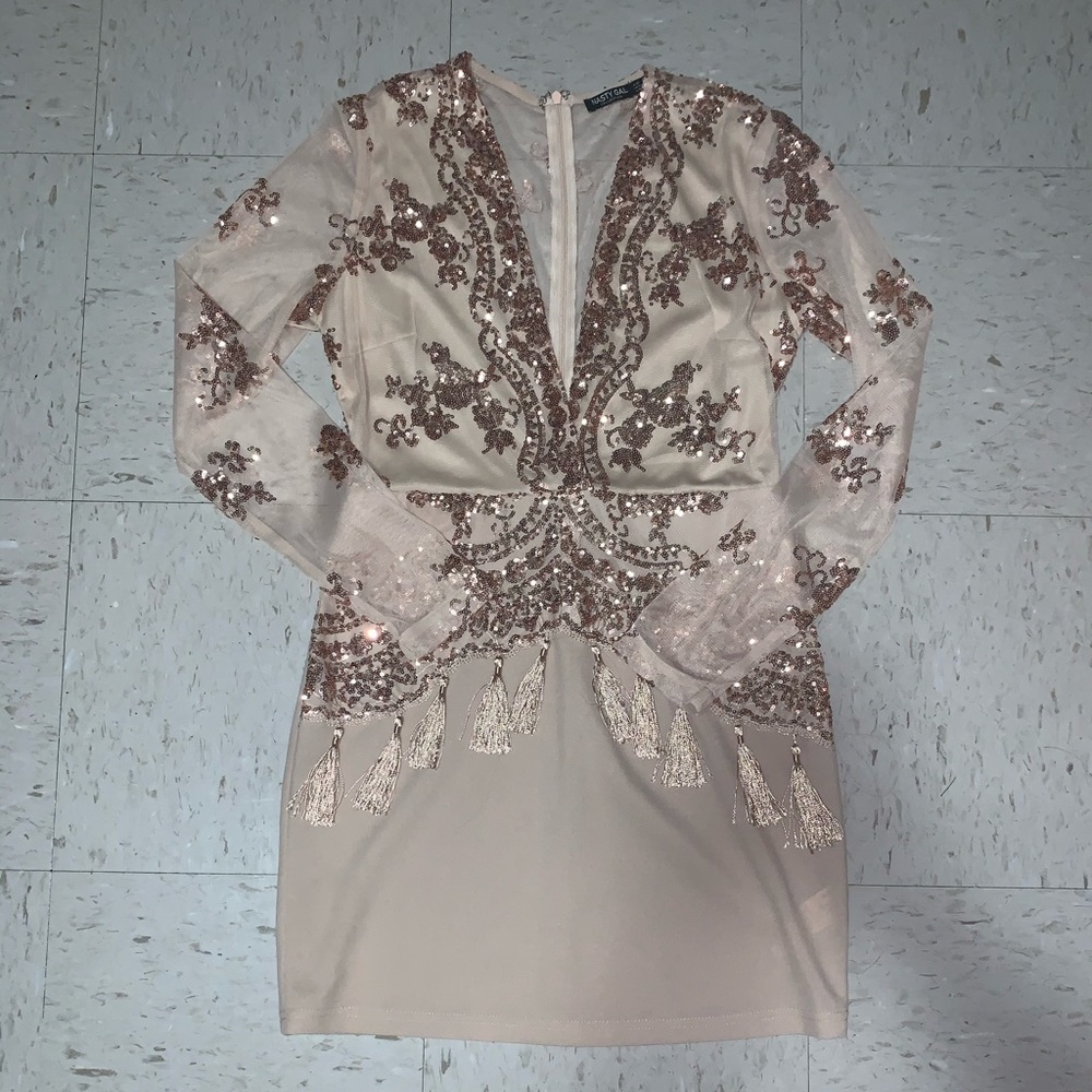 Gold sequin dress